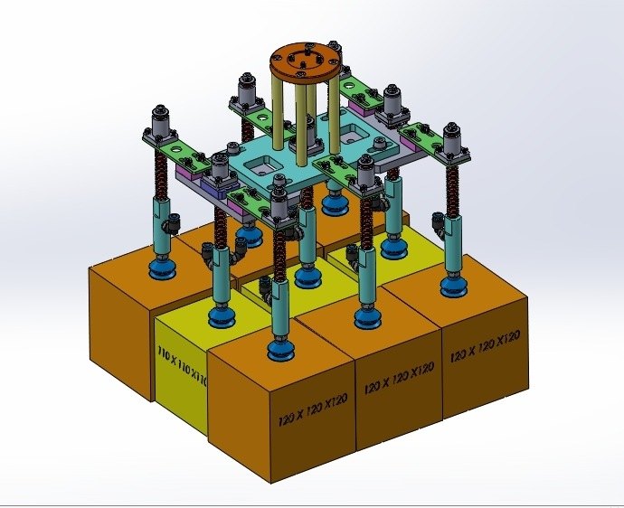 Modelo 3D del gripper de ventosas para el final de línea robotizado